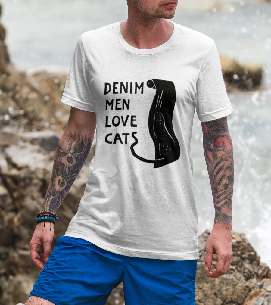 Denim Men Love Cats Feline T-Shirt