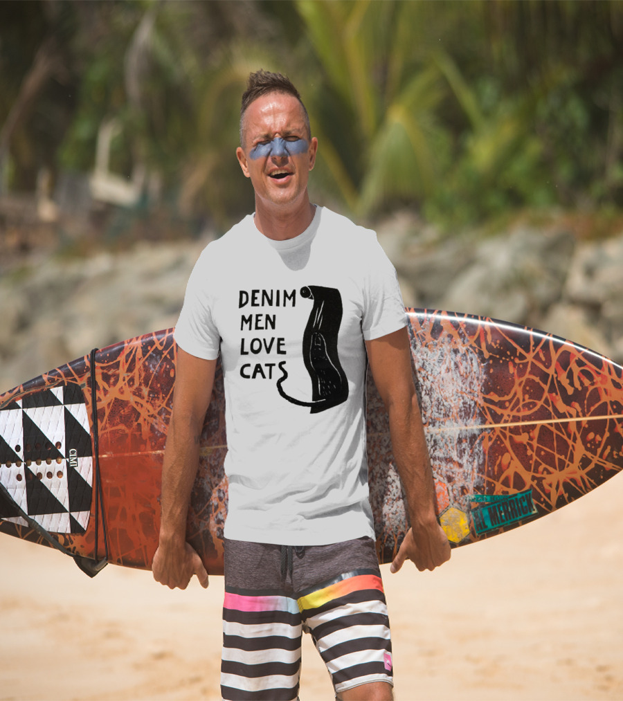 Denim Men Love Cats Feline T-Shirt