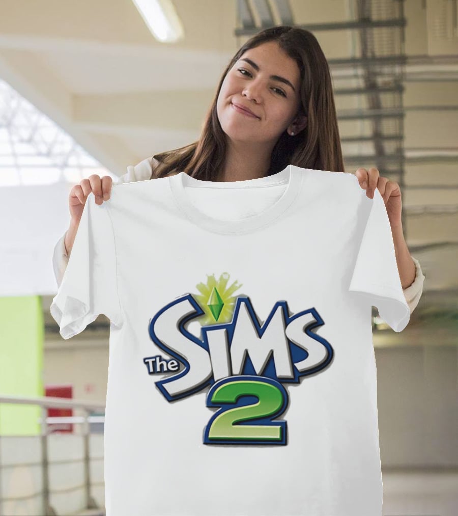 The Sims 2 Iconic Green Plumbob Logo With Classic Blue And Green T-Shirt