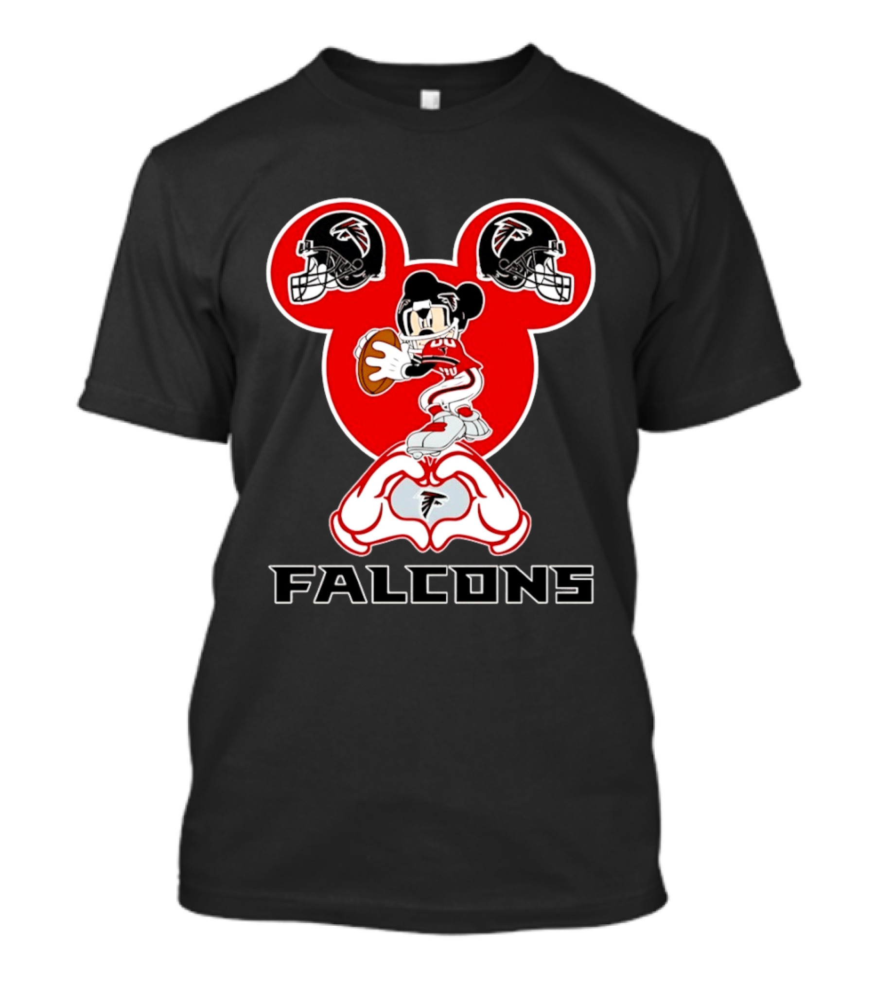 Atlanta Falcons Mickey Mouse Heart Hands Football T-Shirt
