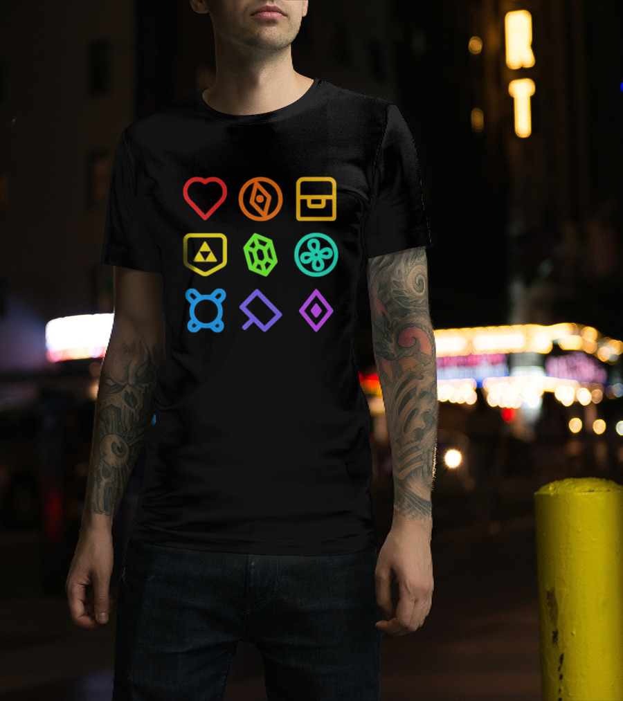 Zeldathon Triforce Heart Compass Chest Neon T-Shirt