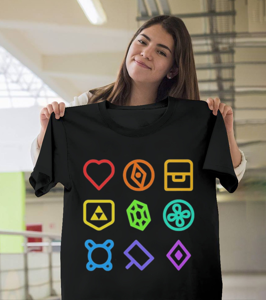Zeldathon Triforce Heart Compass Chest Neon T-Shirt