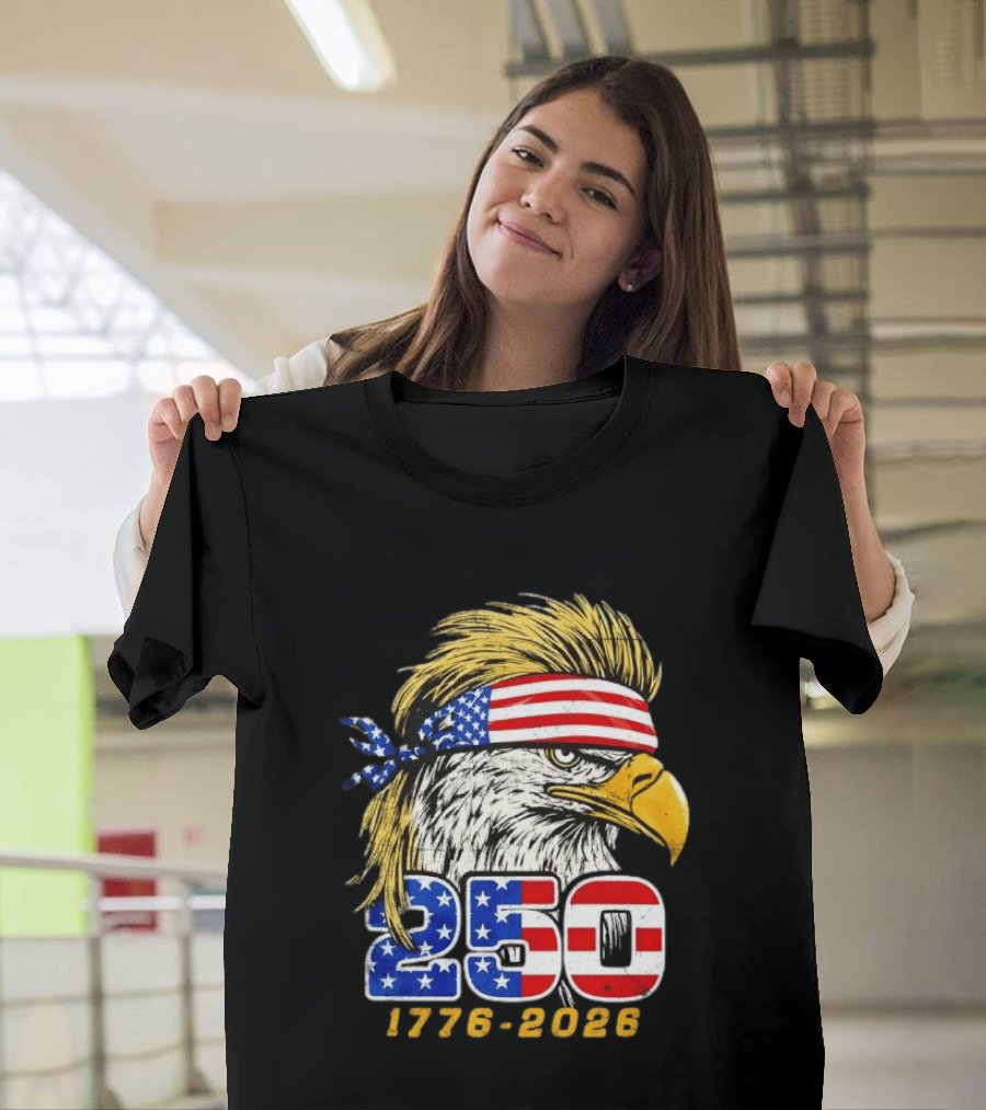 Eagle 250 Mullet Edition 1776 2026 US Flag Bandana Anniversary T-Shirt