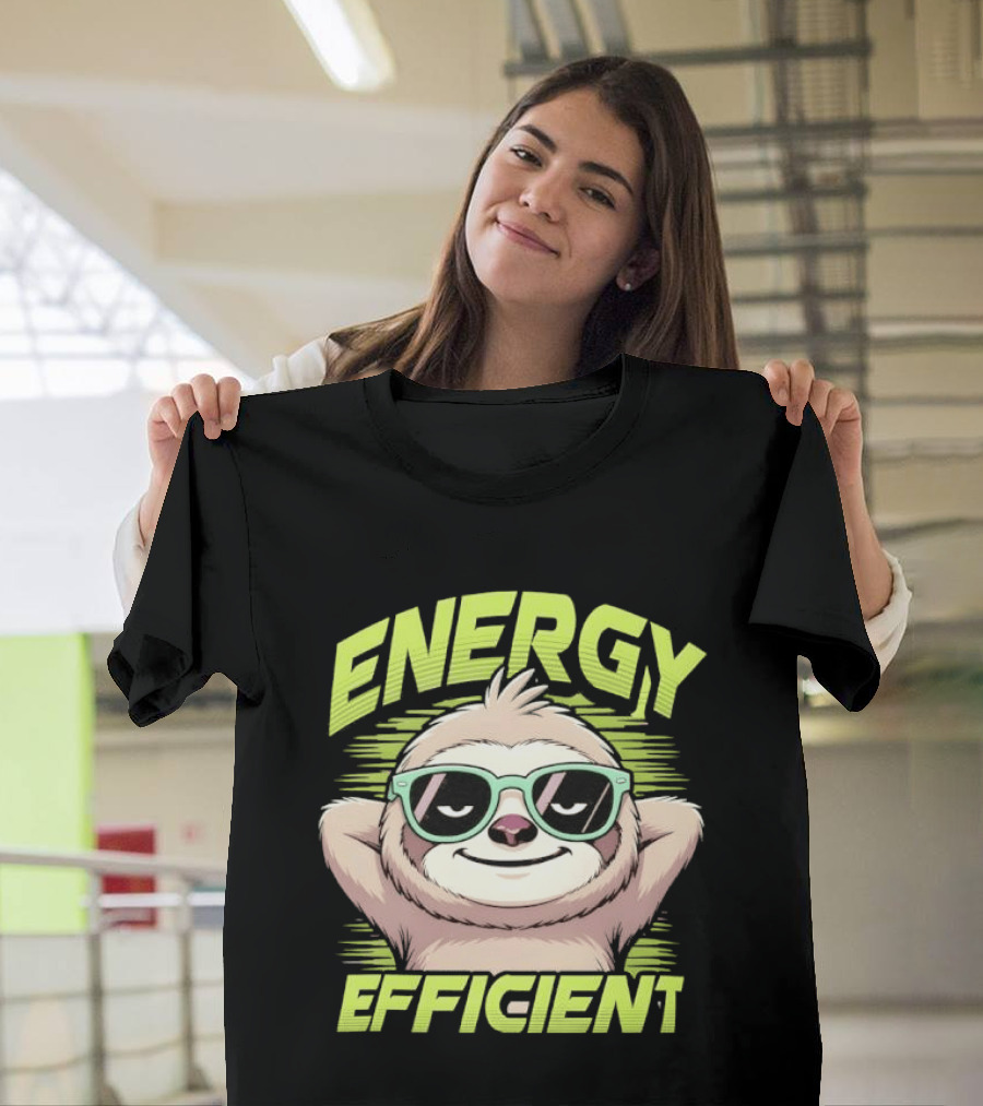 Energy Efficient Relaxed Sloth With Sunglasses T-Shirt