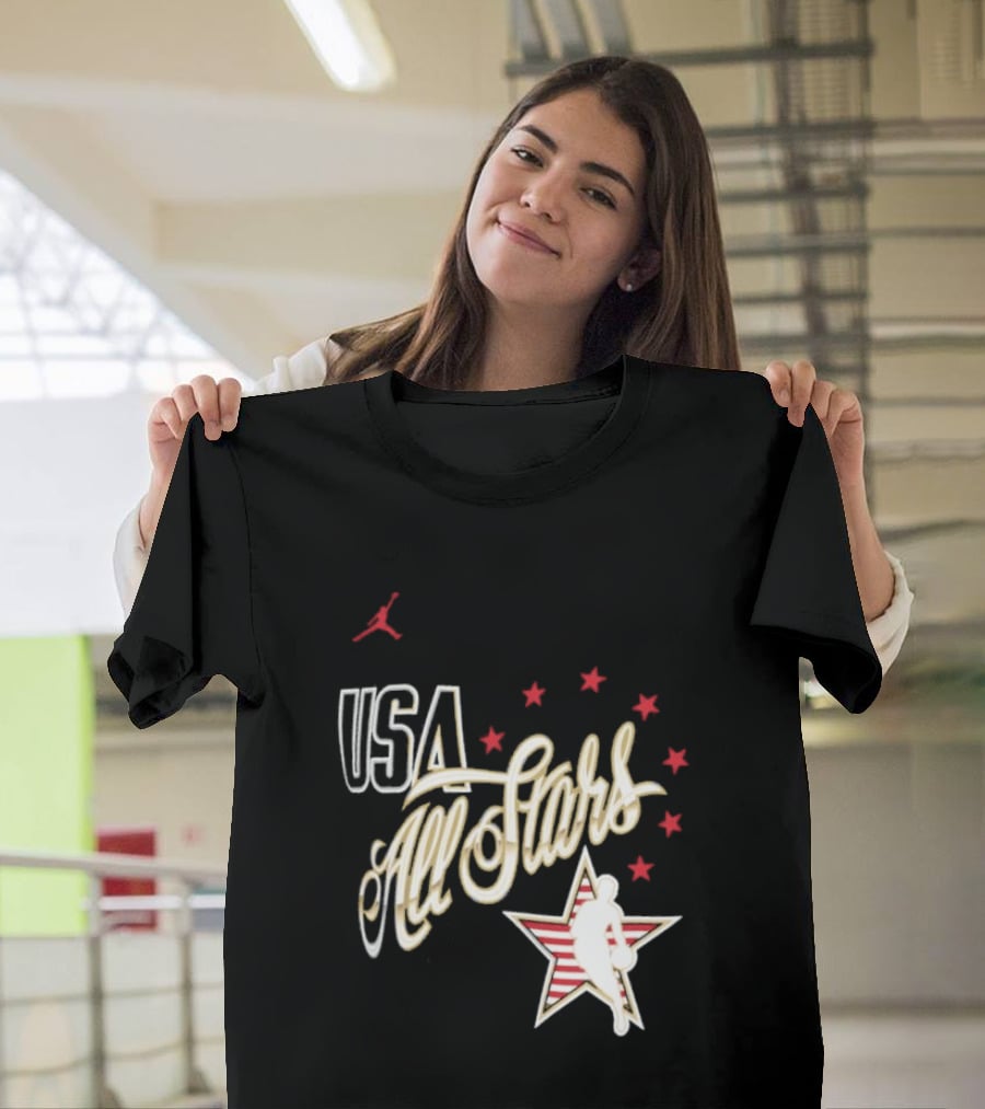 USA All Stars Basketball Team Icon With Red Star T-Shirt