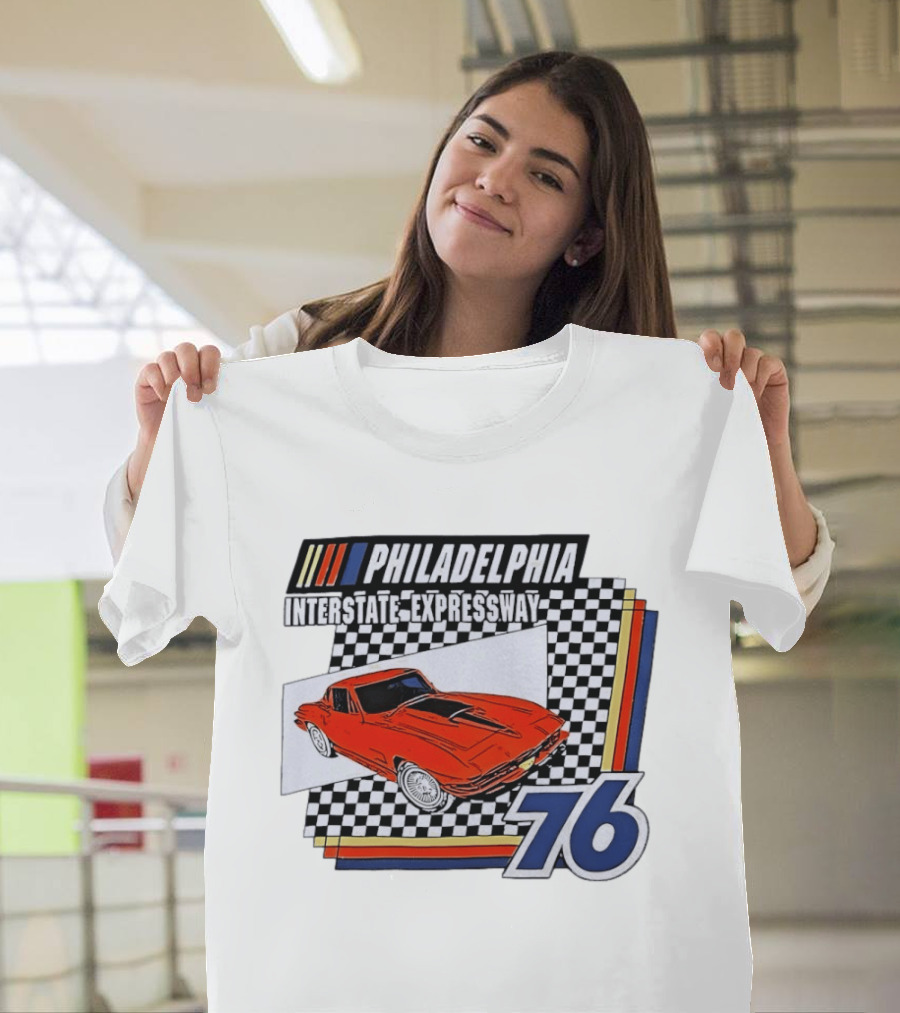 Philadelphia Interstate Expressway 76 Red Sports Car Racing T-Shirt