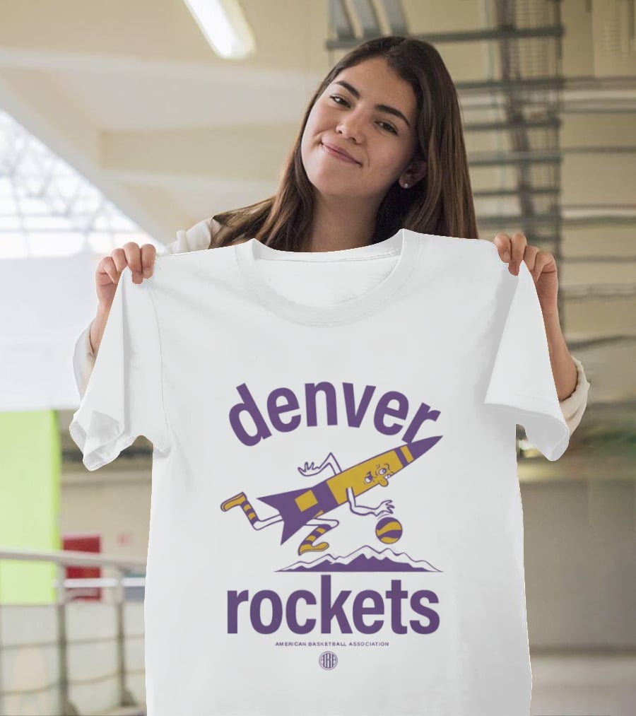 Denver Rockets Dribbling Rocket ABA Basketball Vintage Retro Denver Rockies T-Shirt