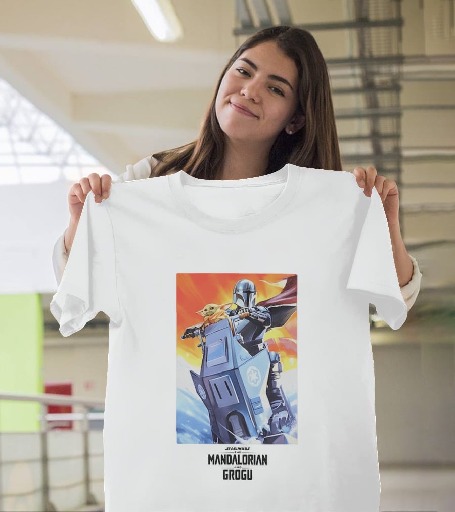 Star Wars The Mandalorian Grogu Riding Speeder Bike Adventure T-Shirt