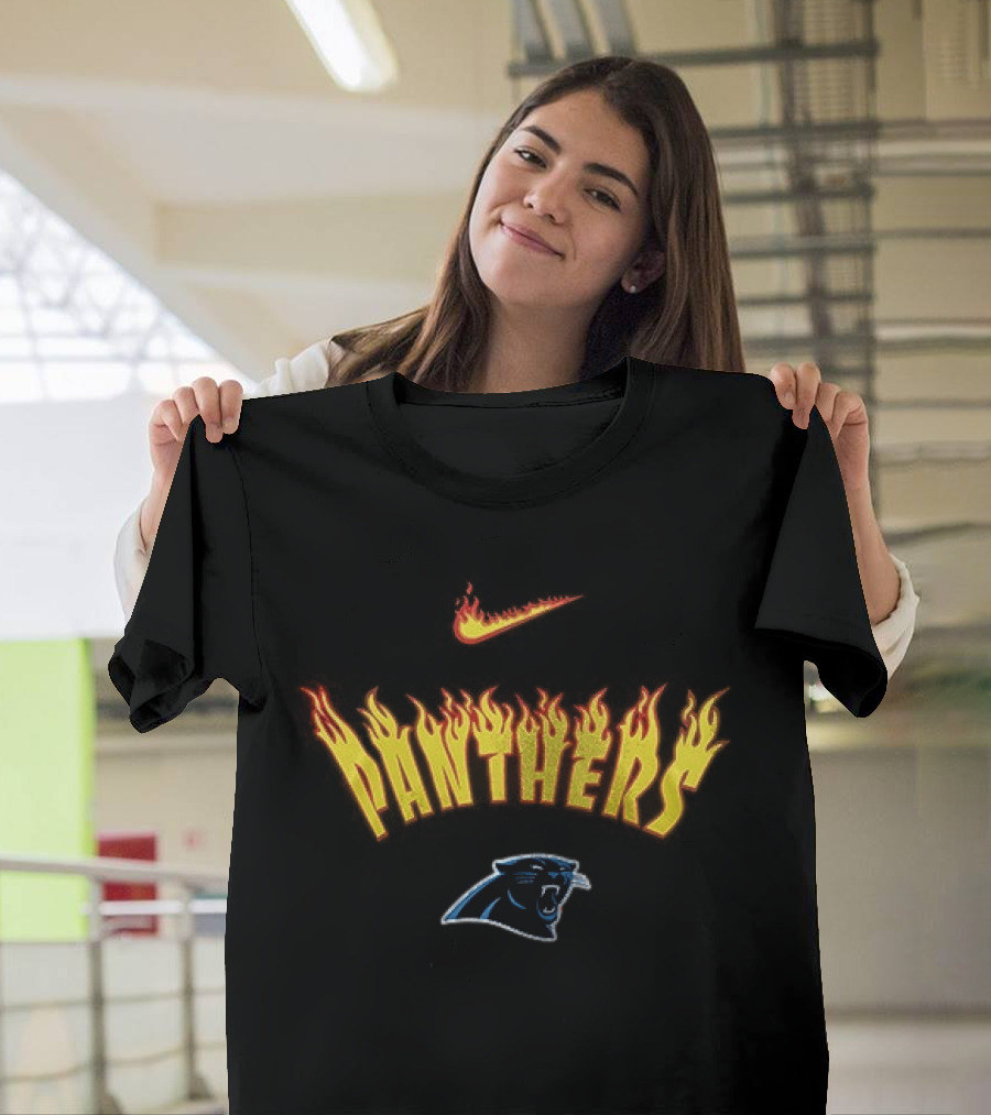 Carolina Panthers Firewave Flames Nike T-Shirt
