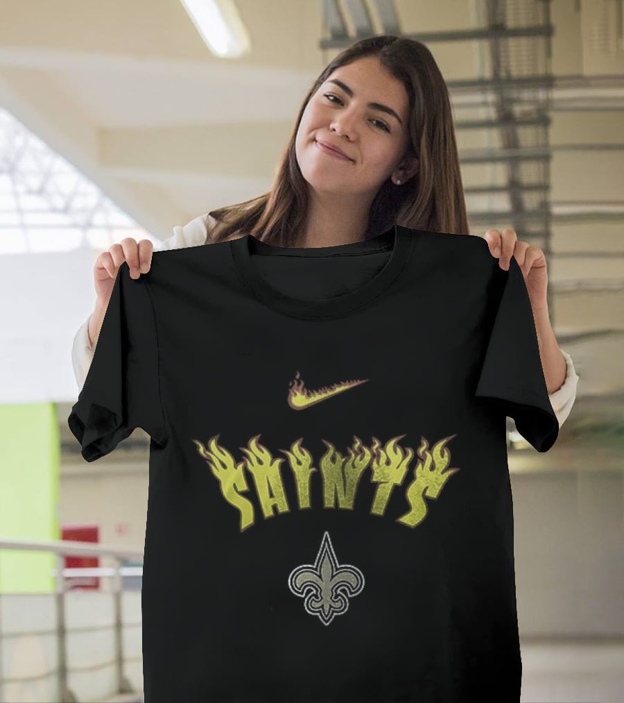 New Orleans Saints Firewave Go Saints Fleur De Lis Flame T-Shirt