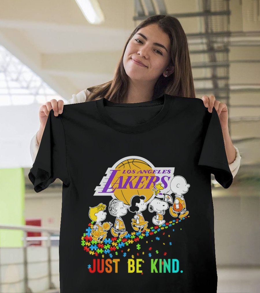 Los Angeles Lakers Peanuts Snoopy Friends Abbey Road Just Be Kind T-Shirt