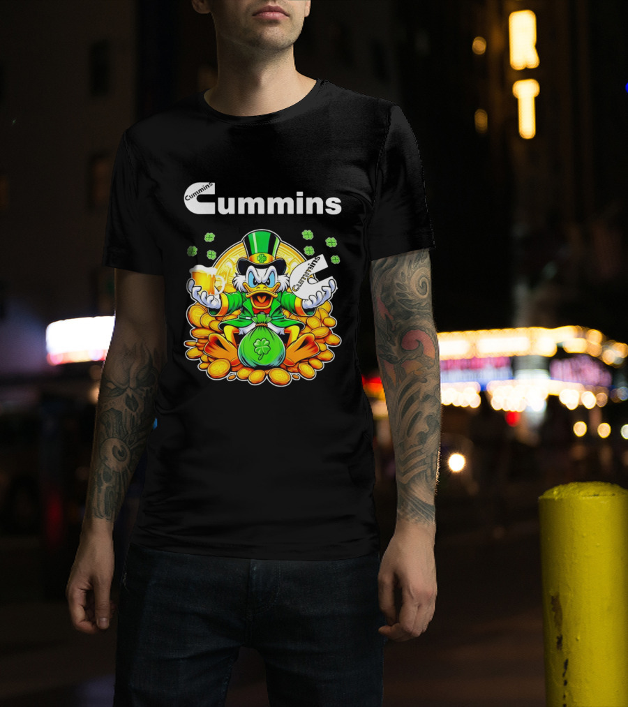 Cummins Scrooge McDuck St Patricks Day Coins And Beer Celebration T-Shirt