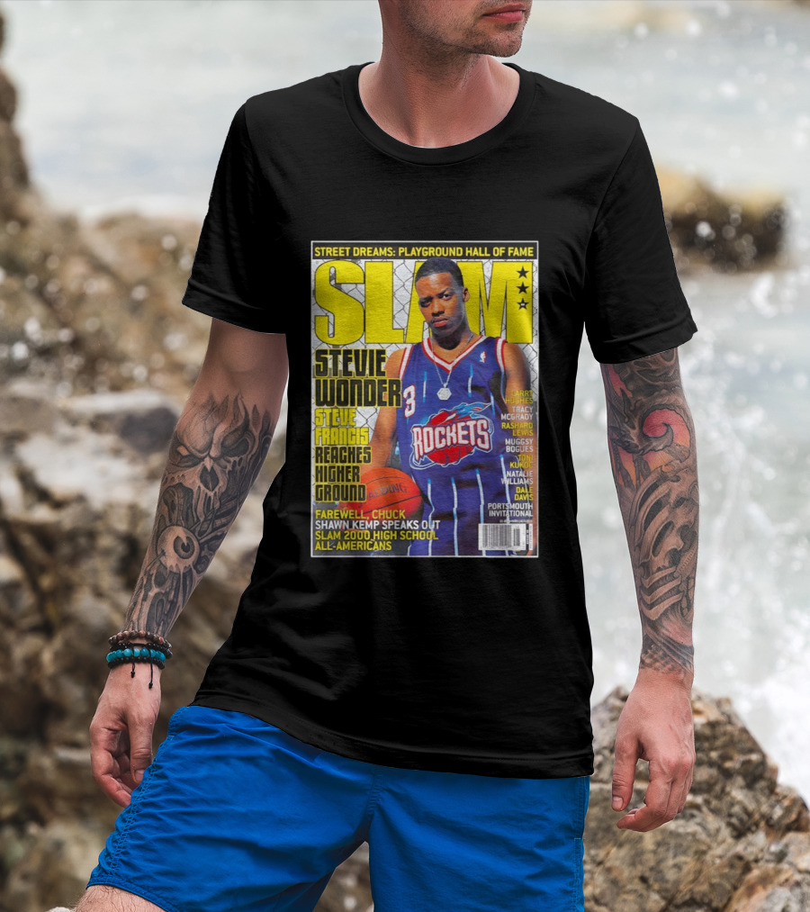 SLAM Stevie Wonder Steve Francis Reaches Higher Ground Rockets Basketball T-Shirt