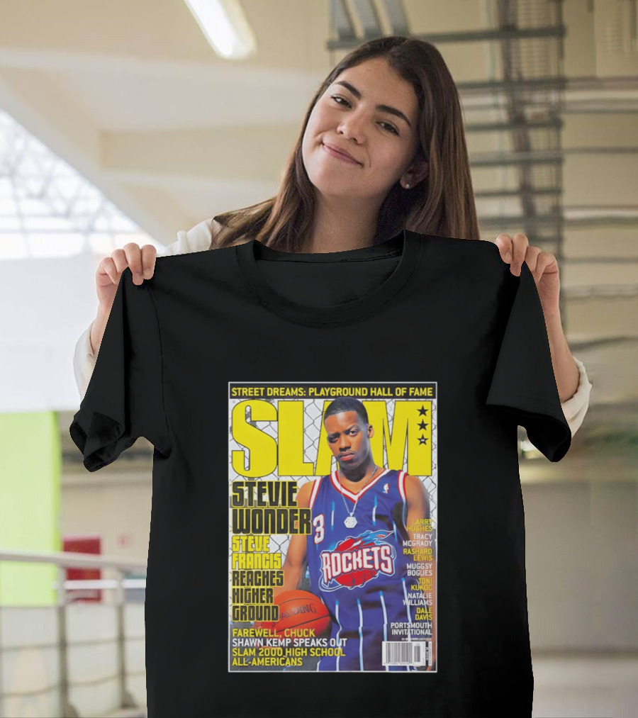 SLAM Stevie Wonder Steve Francis Reaches Higher Ground Rockets Basketball T-Shirt
