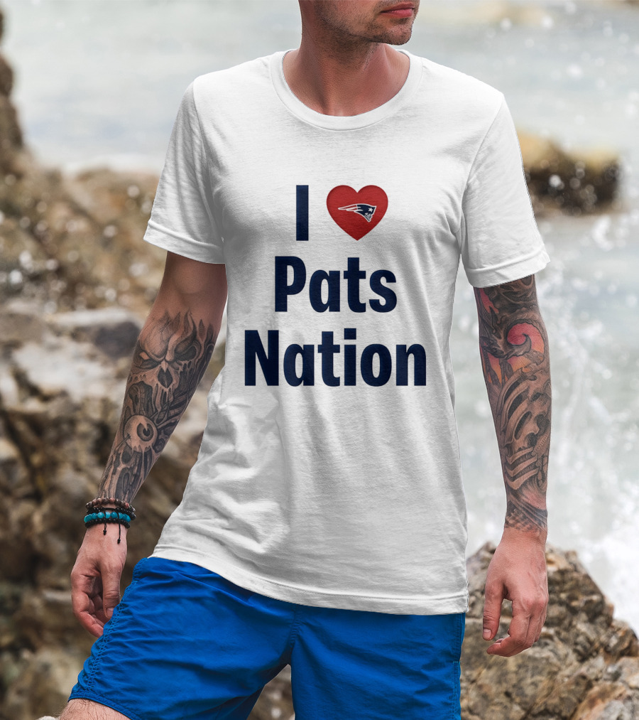 I Love Pats Nation Happy Valentine's Day New England Patriots Fan T-Shirt