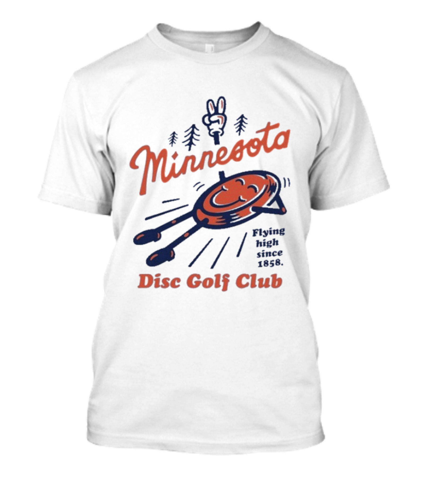 Minnesota Disc Golf Club Flying High Since 1858 Happy Disc And Peace Sign Forest T-Shirt