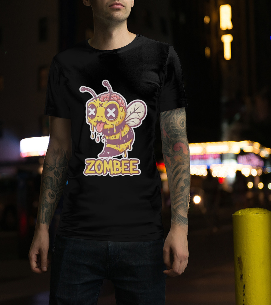 Zombee Dripping Brain Honey Zombie Insect Pun T-Shirt