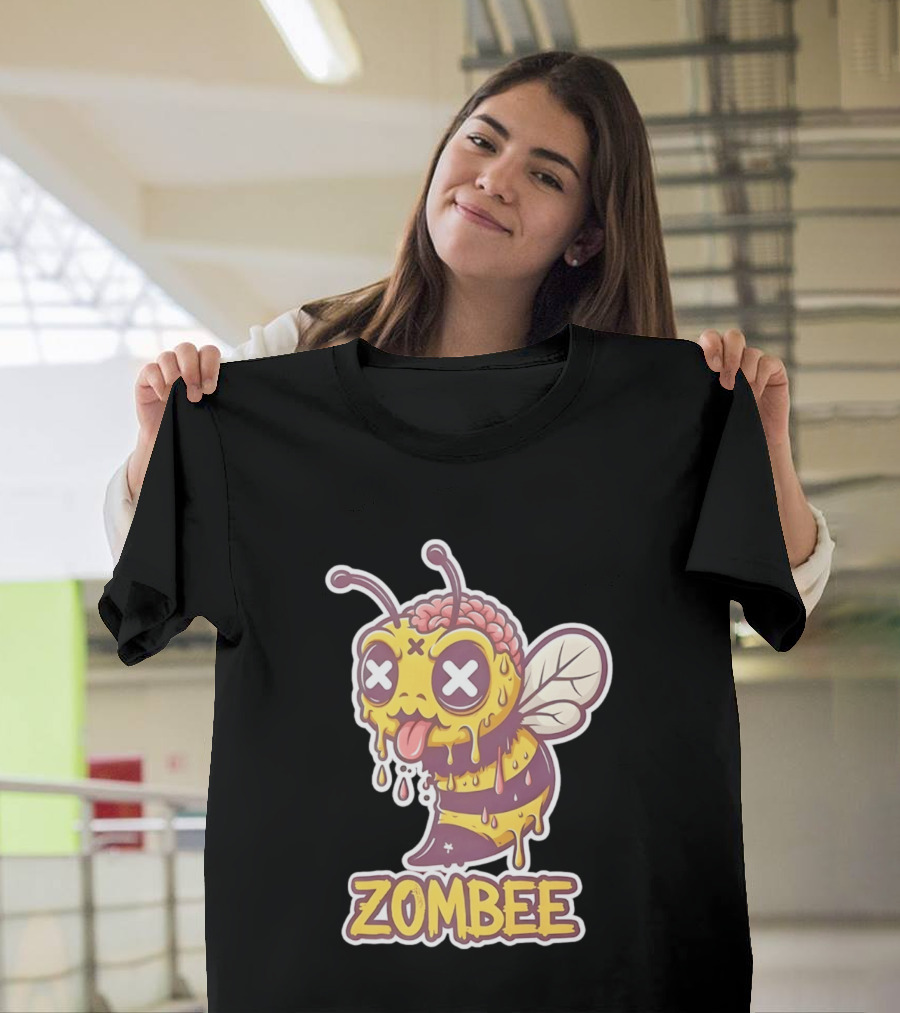 Zombee Dripping Brain Honey Zombie Insect Pun T-Shirt