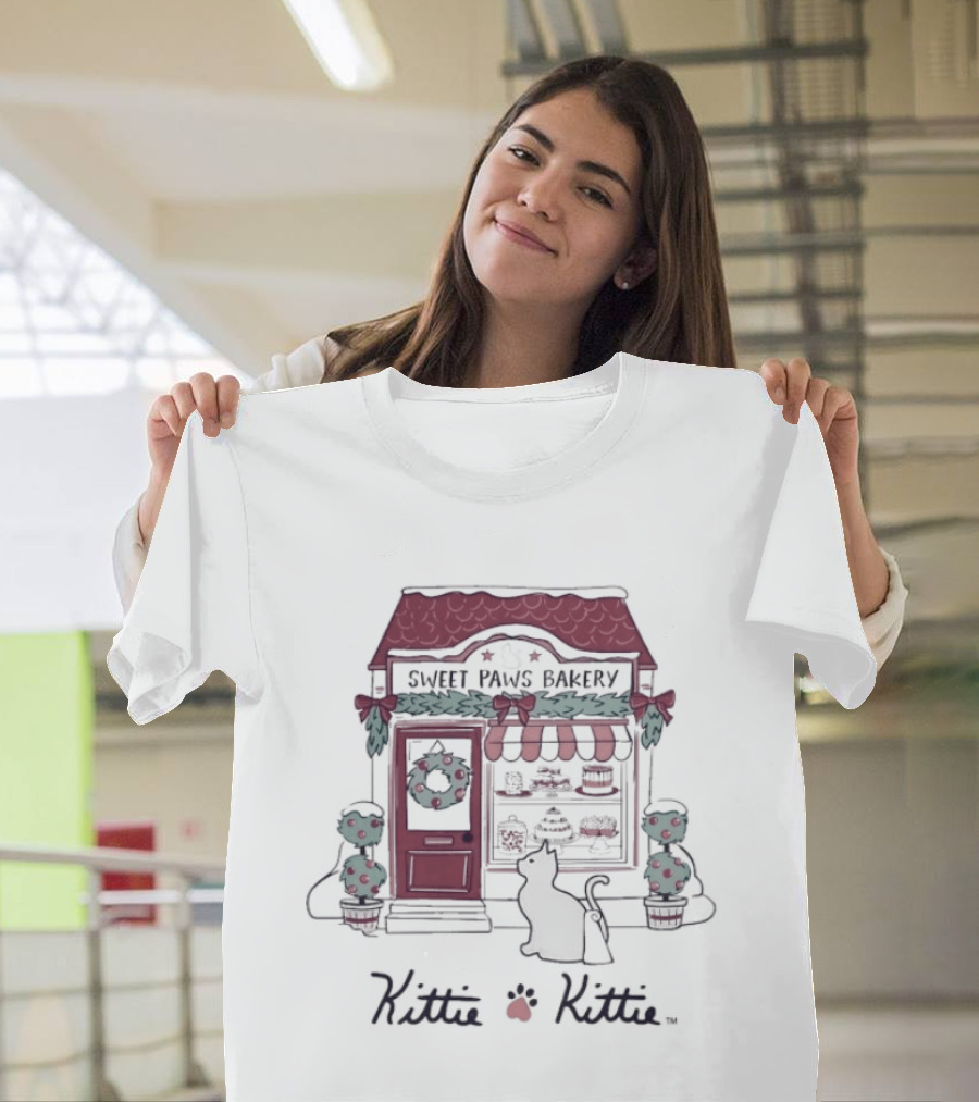 Sweet Paws Bakery Festive Holiday Kittie Kittie Christmas T-Shirt