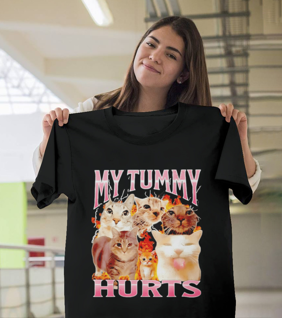 My Tummy Hurts Funny Cat Compilation T-Shirt