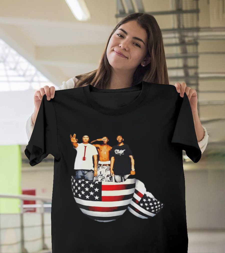 Pharrell Williams Chad Hugo Shae Haley USA Flag Egg Superimposed Image T-Shirt