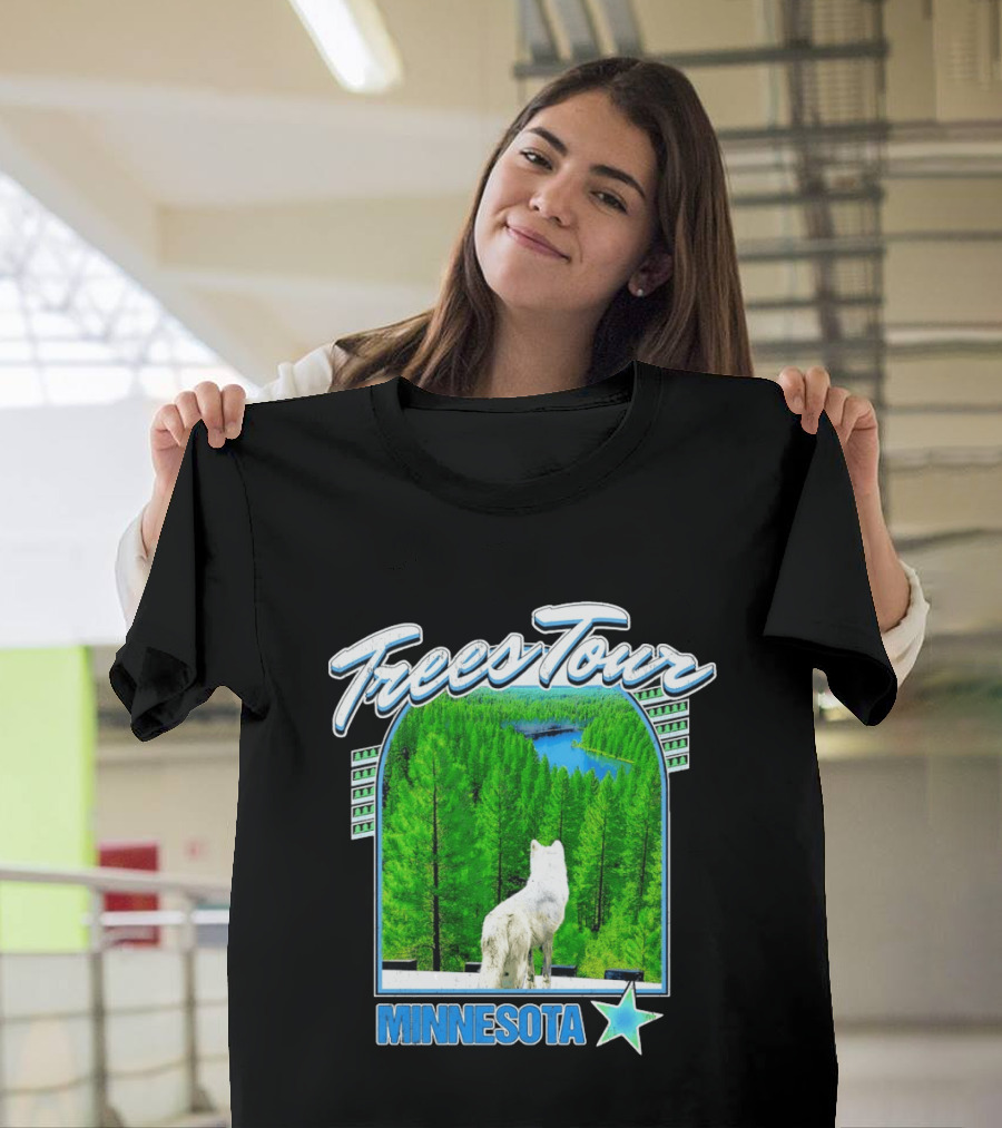 Frees Tour Minnesota Timberwolves Forest Wolf Lake Scenery T-Shirt