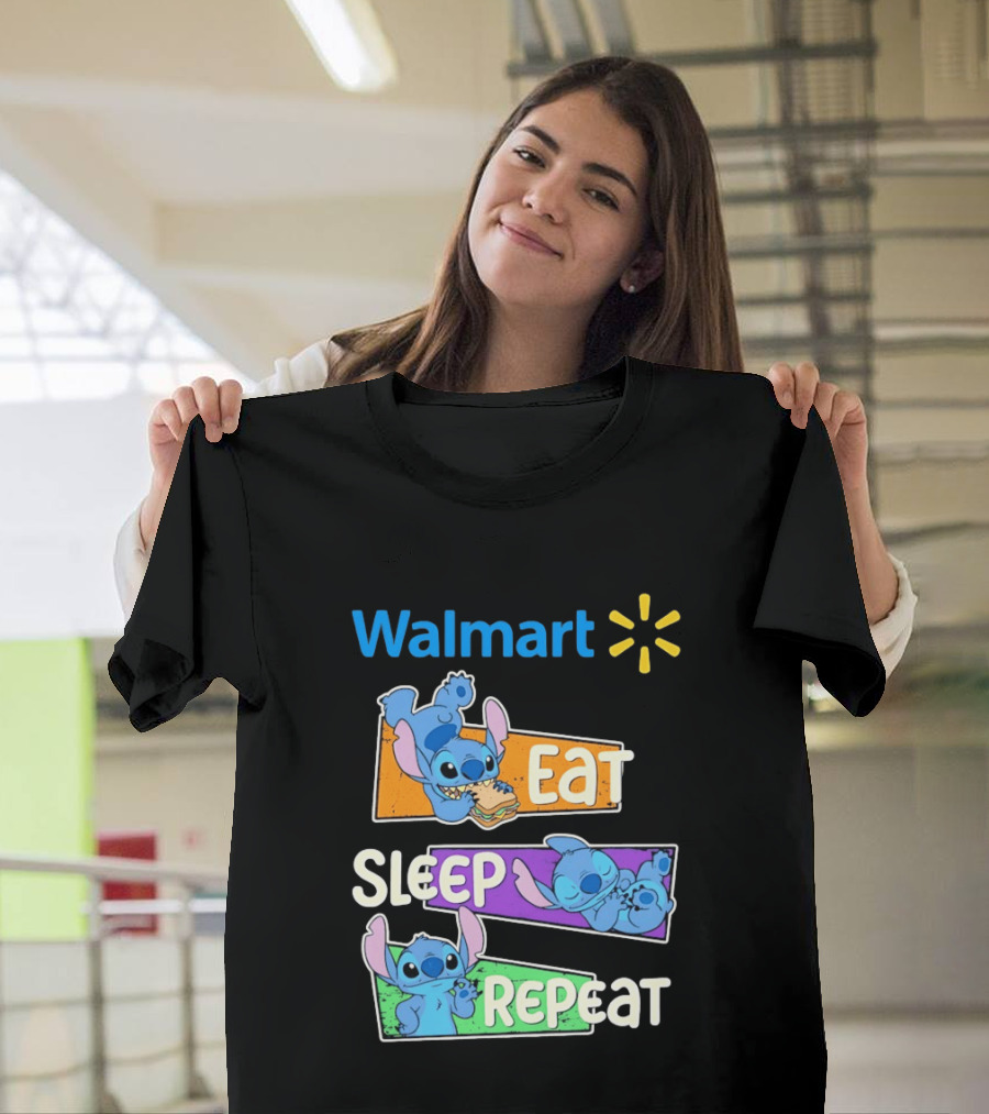 Walmart Stitch Eat Sleep Repeat T-Shirt