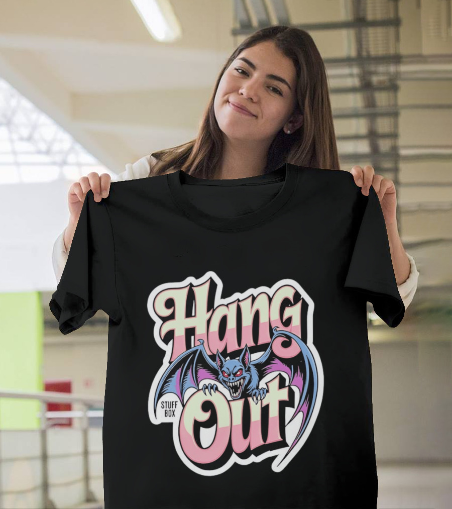 Stuff Box Hang Out Bat Creepy Cartoon T-Shirt