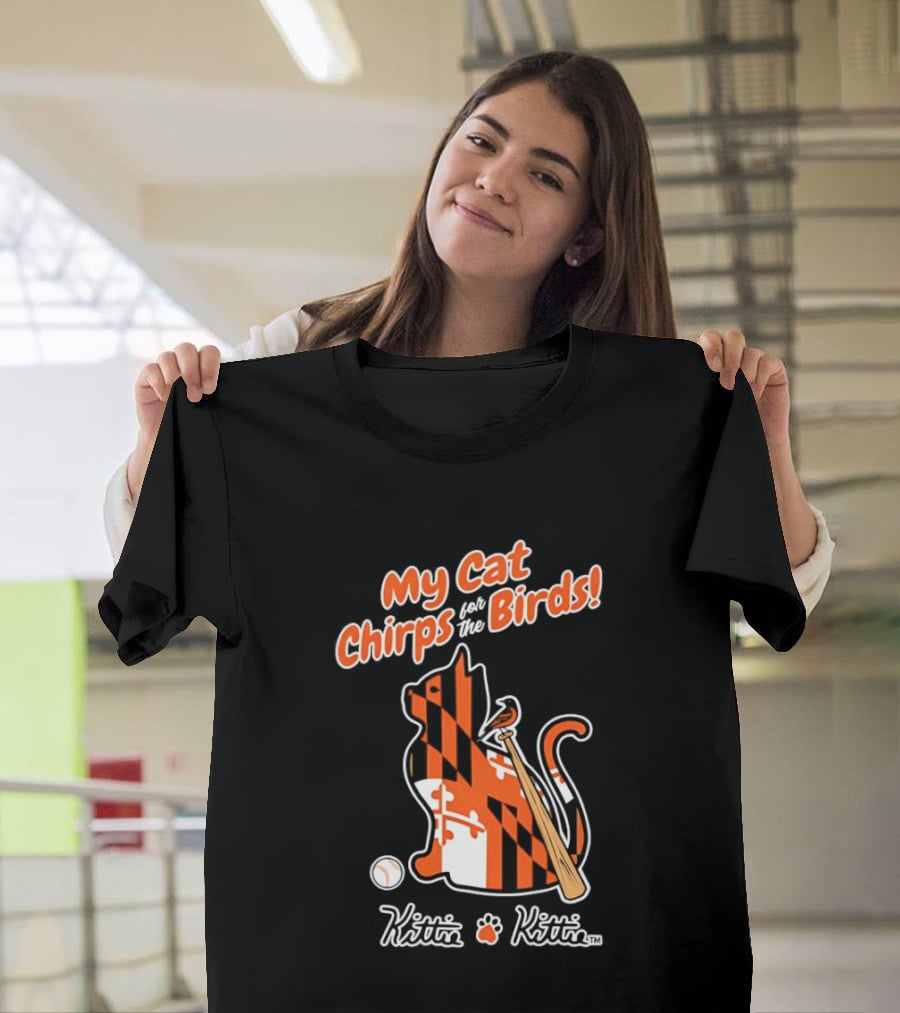 Kittie My Cat Chirps For The Birds Baseball Bat And Ball T-Shirt