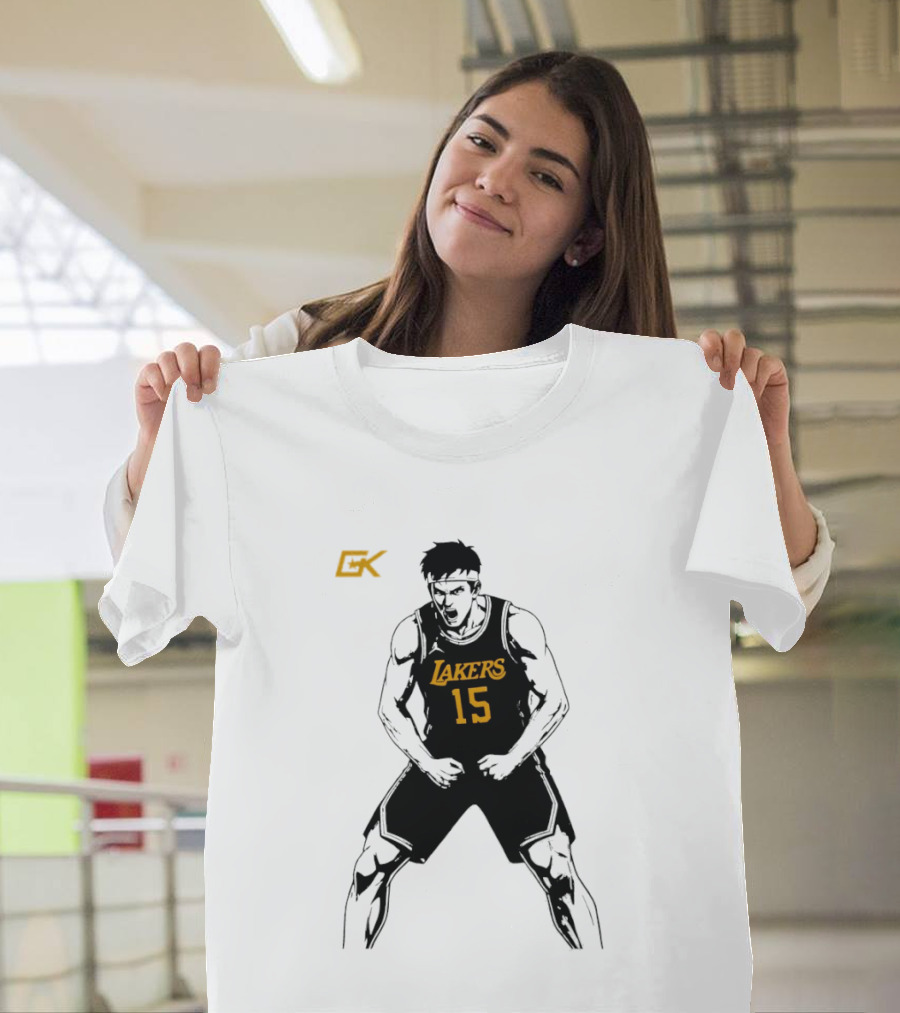 Austin Reaves 15 Lakers Cartoon Basketball Pose T-Shirt
