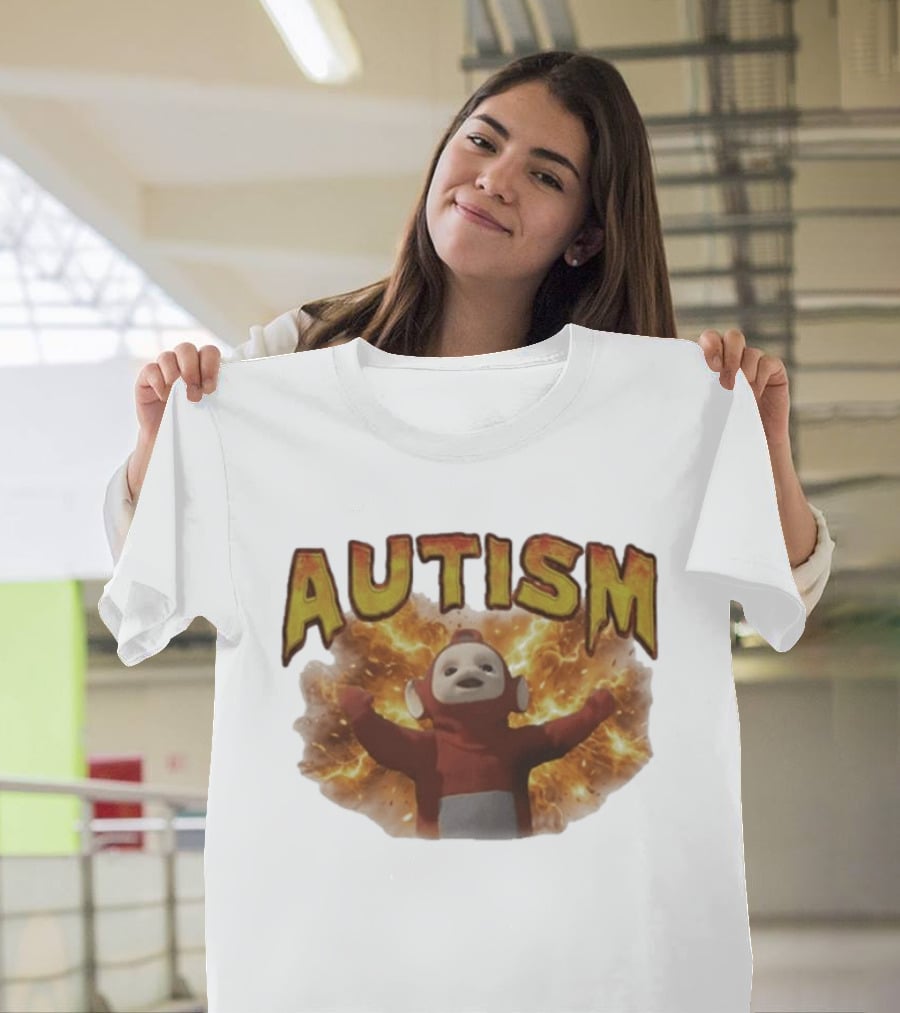 Autism Teletubbies Character With Fiery T-Shirt