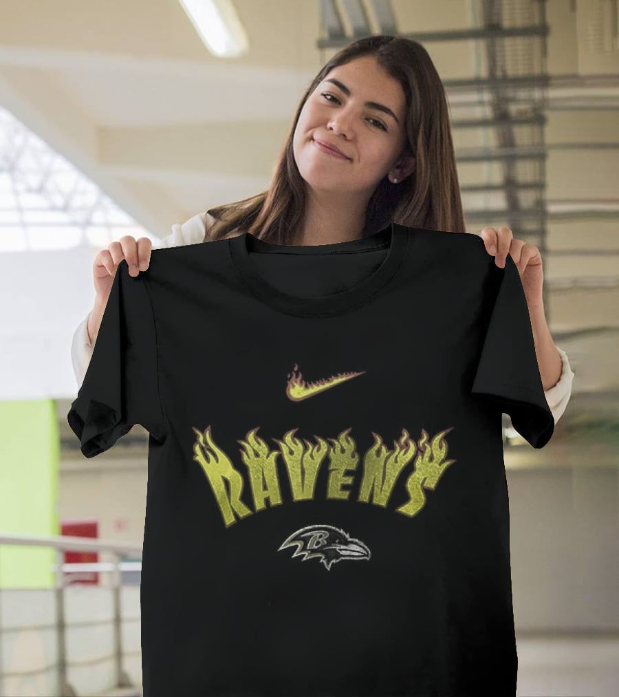Baltimore Ravens Firewave Helmet Nike Ravens Flame T-Shirt