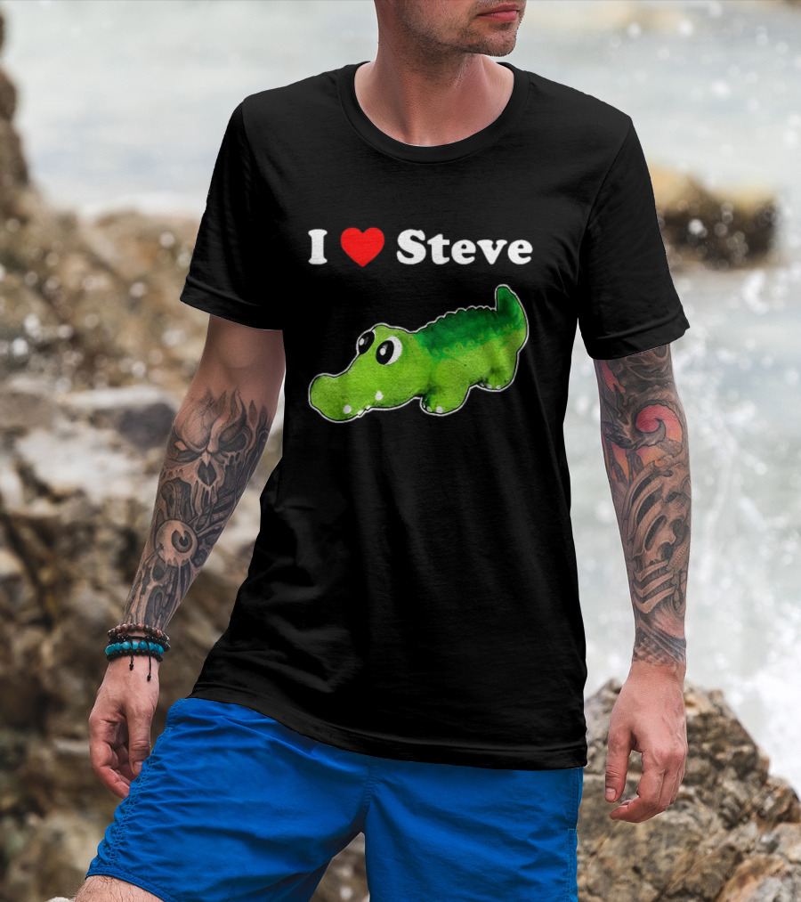 I Love Steve Cute Green Cartoon Gator T-Shirt