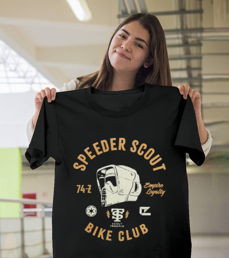 Scout Trooper Helmet Speeder Bike Club Endor Express 74 Z T-Shirt