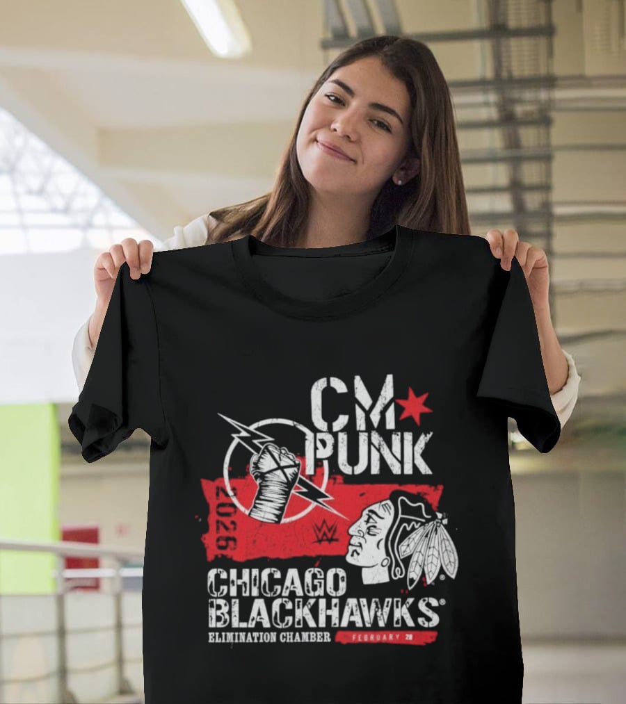 CM Punk Chicago Blackhawks Elimination Chamber February 28 T-Shirt