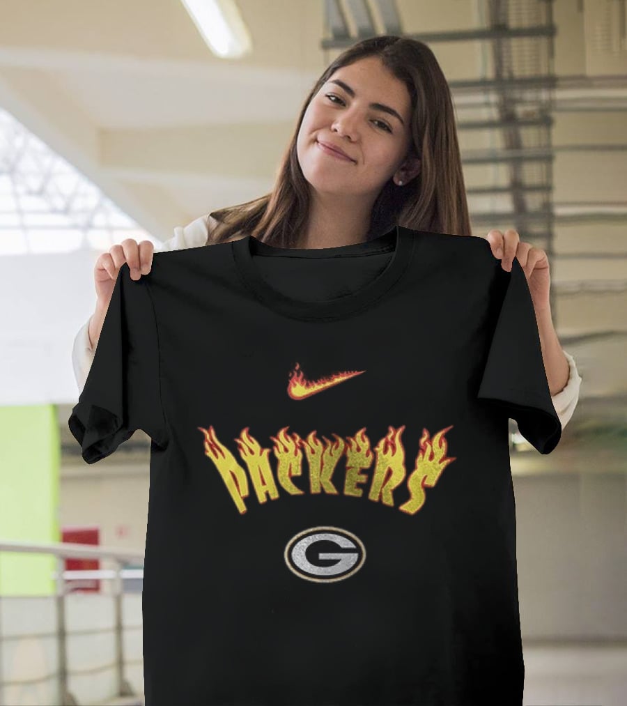 Green Bay Packers Firewave Go Pack Go Nike Logo Helmet T-Shirt