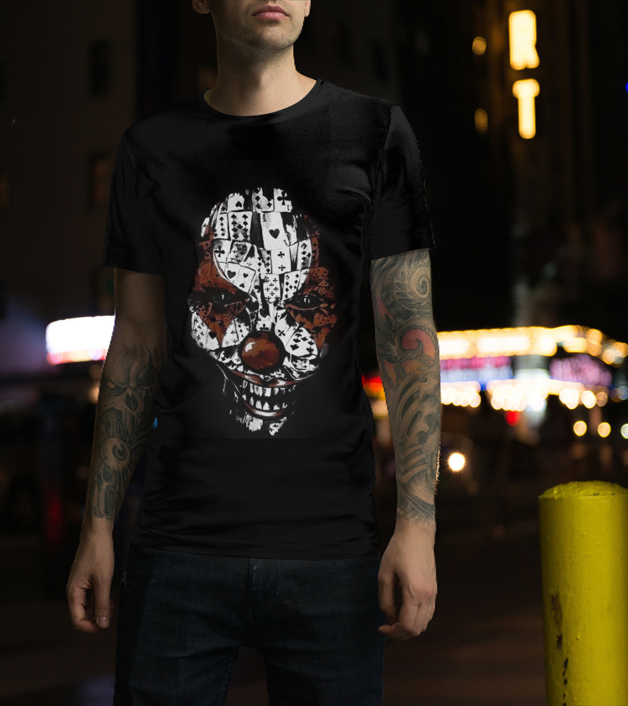 Joker Clown Mask Playing Cards Face T-Shirt