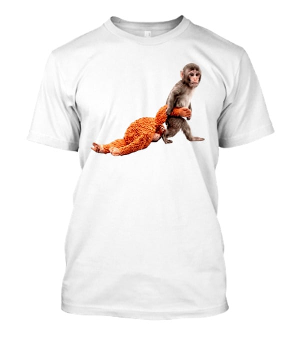 Baby Monkey Dragging Plush Toy Punch T-Shirt