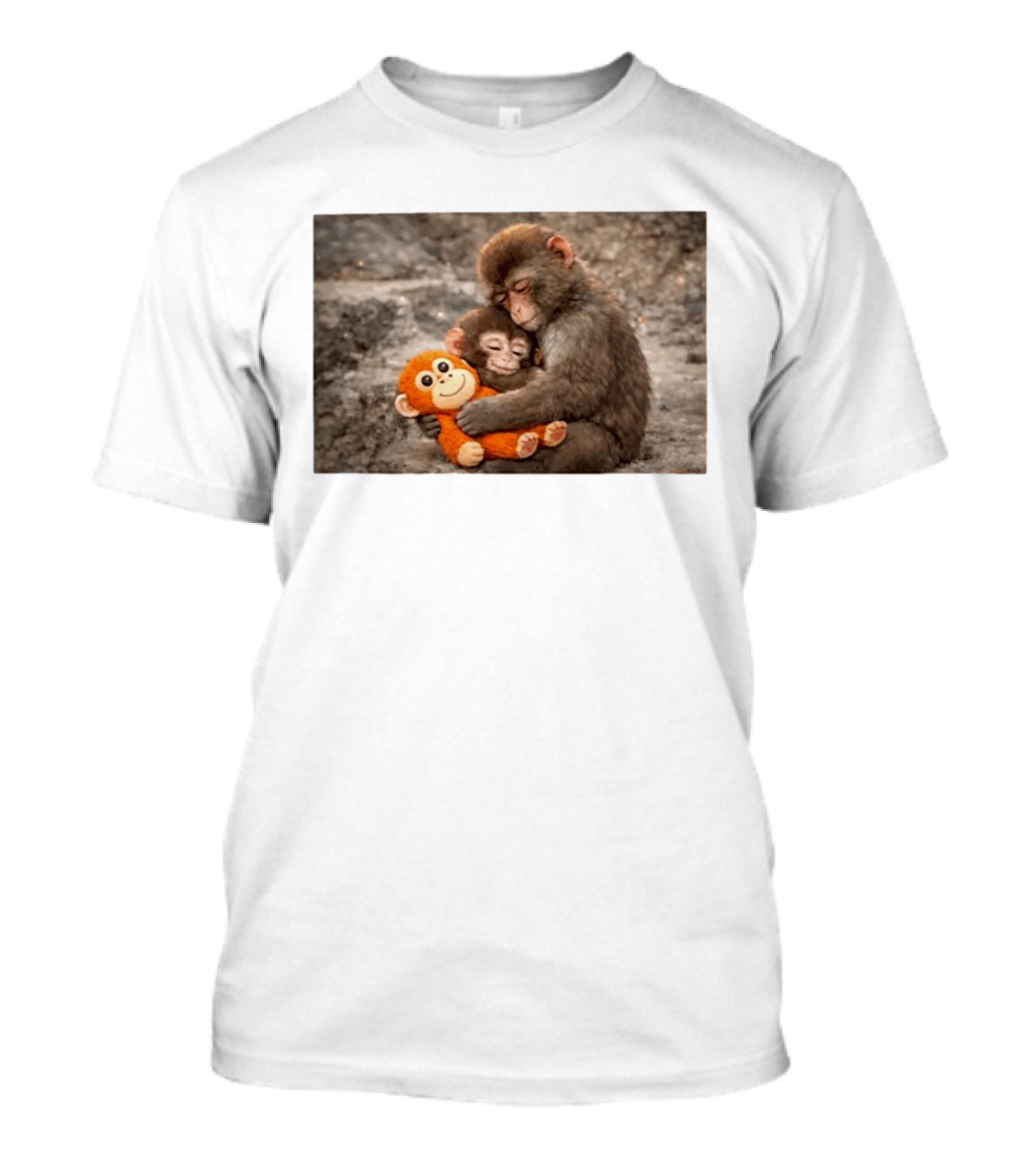 Baby Monkey Hugging Toy And Friend T-Shirt
