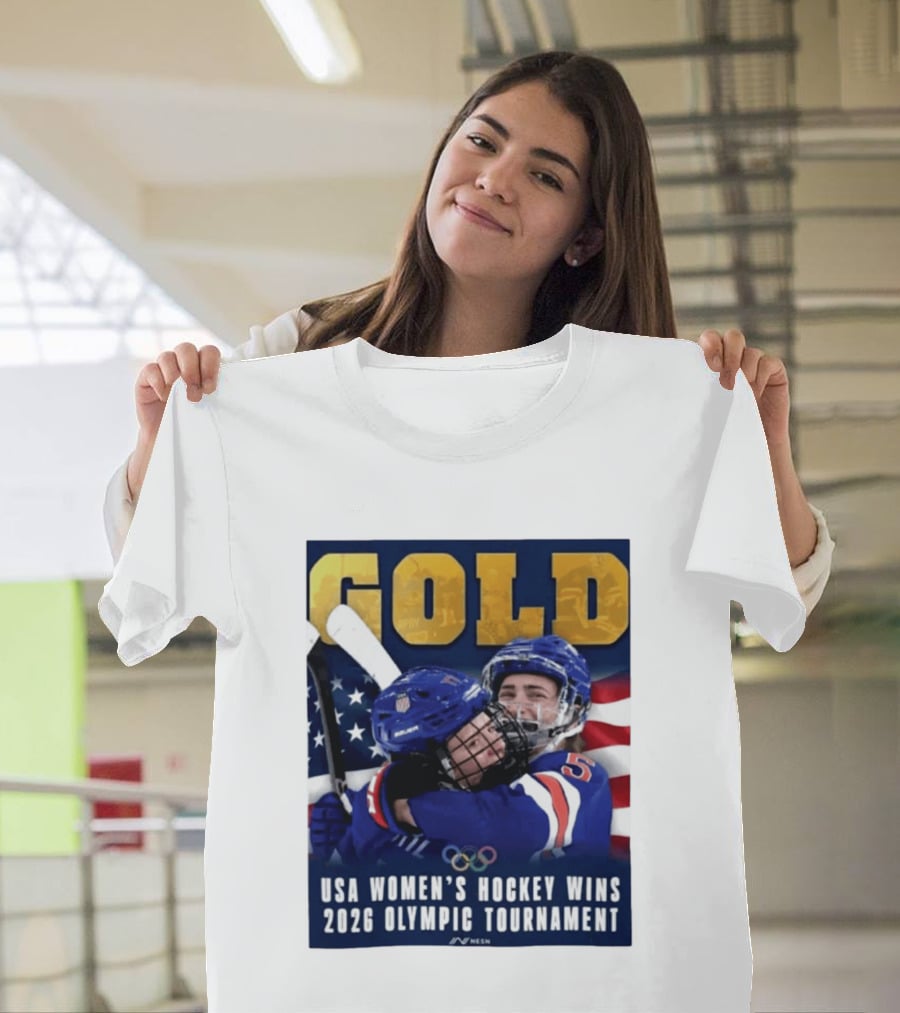 Gold USA Women's Hockey Victory 2026 Olympic Champions T-Shirt