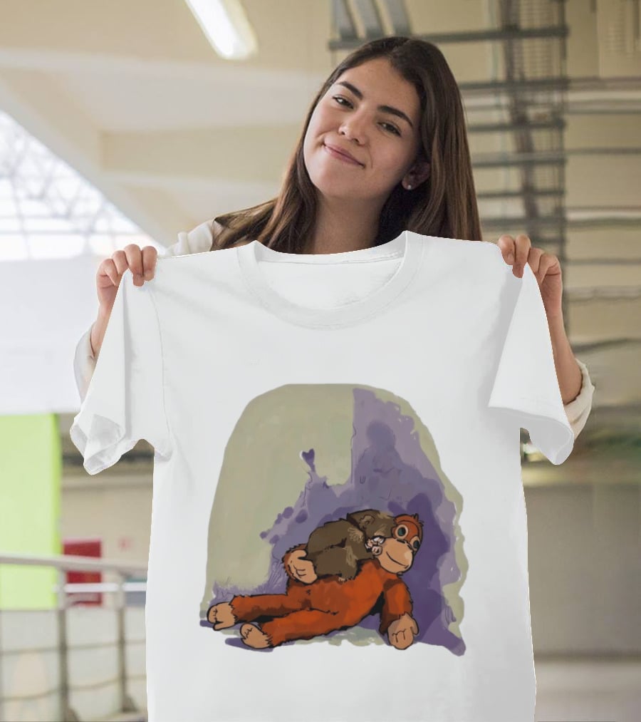 Punch Monkey Plushy Baby Monkey Snuggling T-Shirt