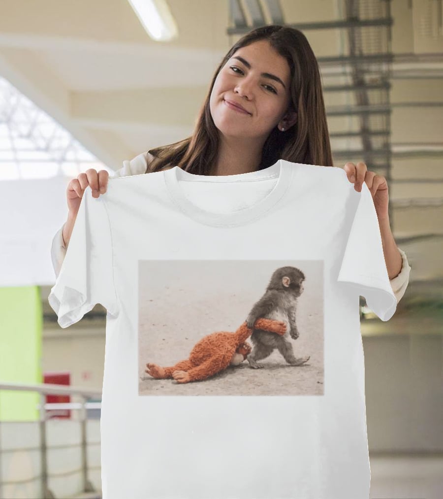Punch The Monkey Carrying Stuffed Toy Monkey T-Shirt