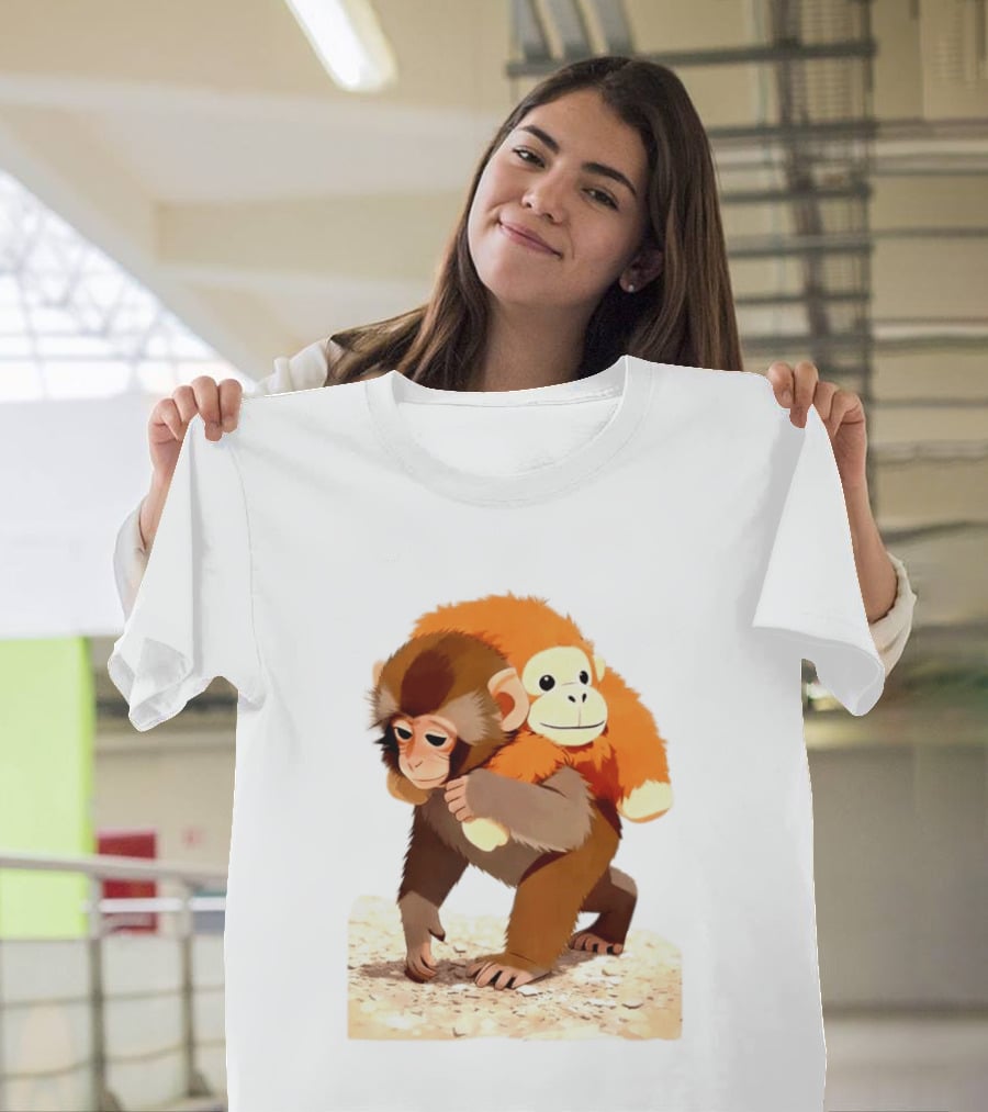 Save Punch Baby Monkey Plush Lonely Monkey Holding Toy T-Shirt