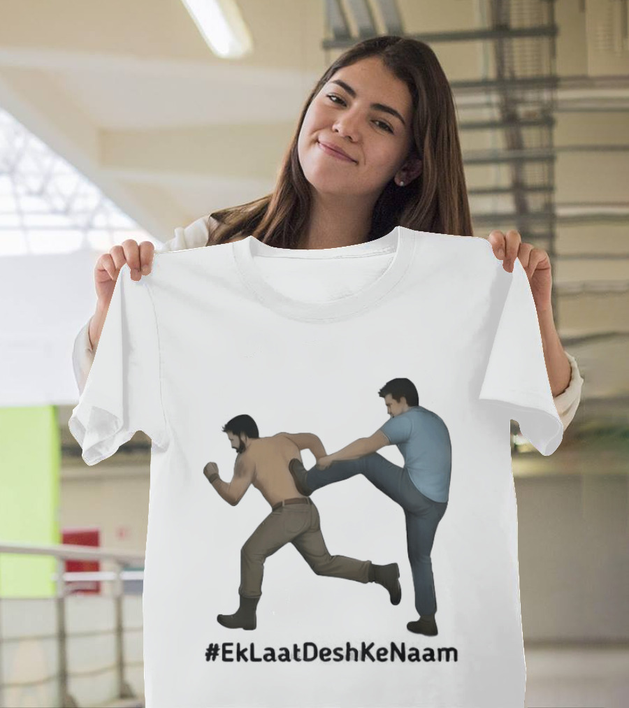 #EkLaatDeshKeNaam Man Kicking Another Man From Behind T-Shirt