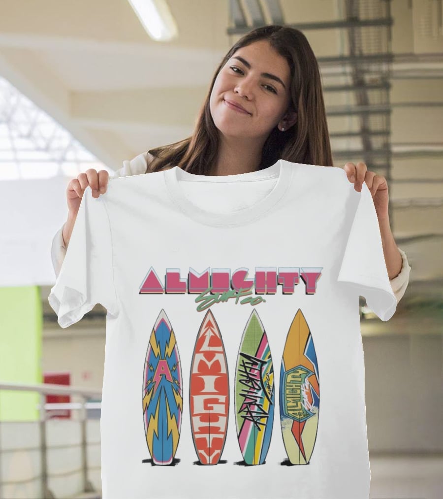 Almighty Surf Co Bold Colorful Surfboards T-Shirt