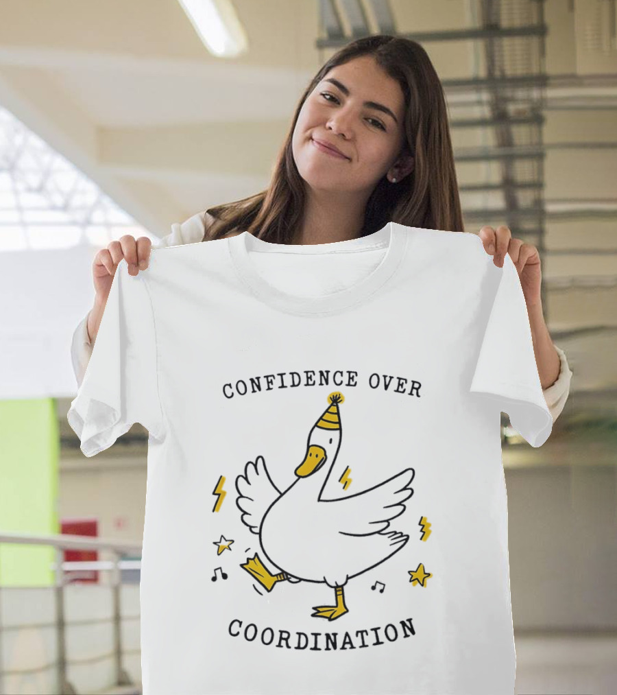 Confidence Over Coordination Goose Party Hat And Lightning T-Shirt
