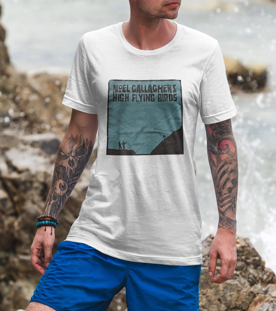 Noel Gallagher's High Flying Birds Album Cover Silhouette Cliff Scene T-Shirt