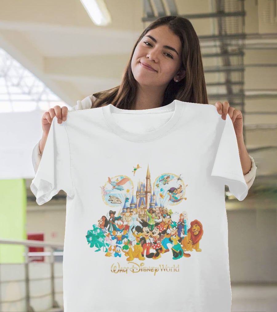 Walt Disney World Mickey Mouse Cinderella Castle Classic Characters Dumbo Tinker Bell Simba Elsa T-Shirt