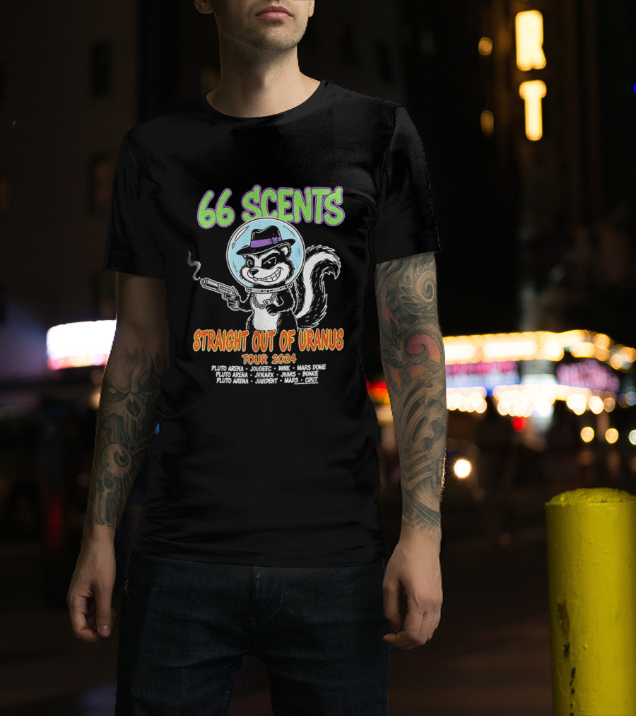 66 Scents Straight Out Of Uranus Tour 2024 Skunk Smoking Gun Adventure T-Shirt