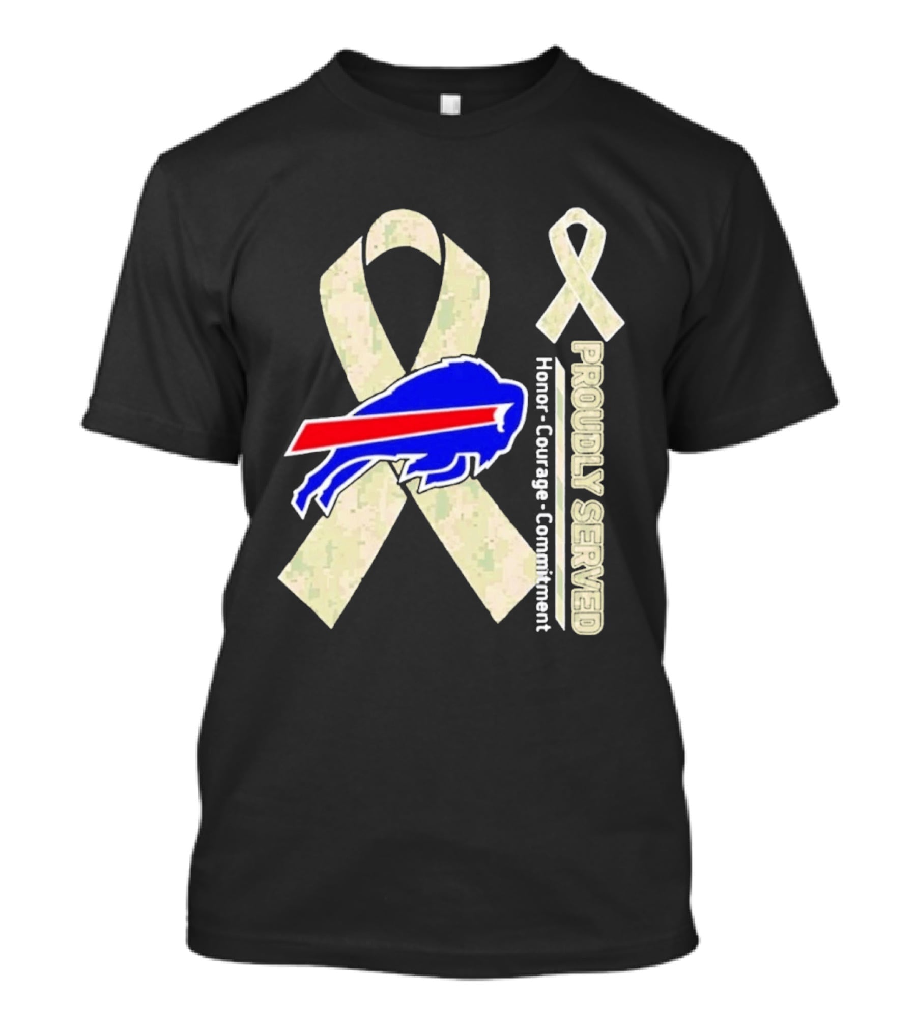 Buffalo Bills Support Honor Courage Commitment Ribbon T-Shirt